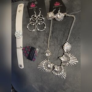 Silver Statement Necklace and Earrings